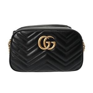 GUCCI GG Marmont Camera Bag Black Leather Shoulder